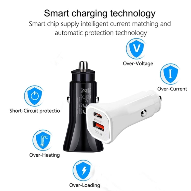 TE-P22 38W PD USB-C / Type-C + QC3. 0 USB Car Charger with 1m USB to USB-C / Type-C Data Cable(Black) - Car Charger by PMC Jewellery | Online Shopping South Africa | PMC Jewellery