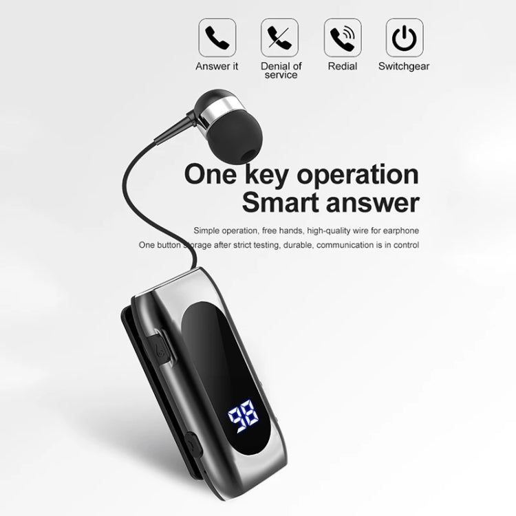 K55 Retractable Cable BT5.2 Smart In-ear Single Sports Earphone(Gray) - Sport Earphone by PMC Jewellery | Online Shopping South Africa | PMC Jewellery