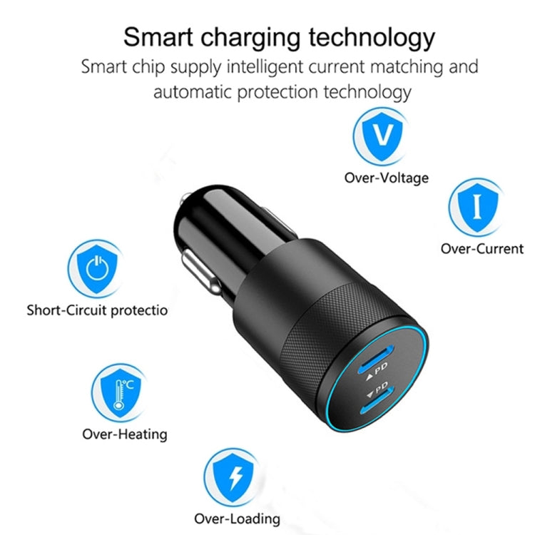 PD 40W Dual PD3.0 Type-C Car Charger(Black) - Car Charger by PMC TechLife | Online Shopping South Africa | PMC TechLife