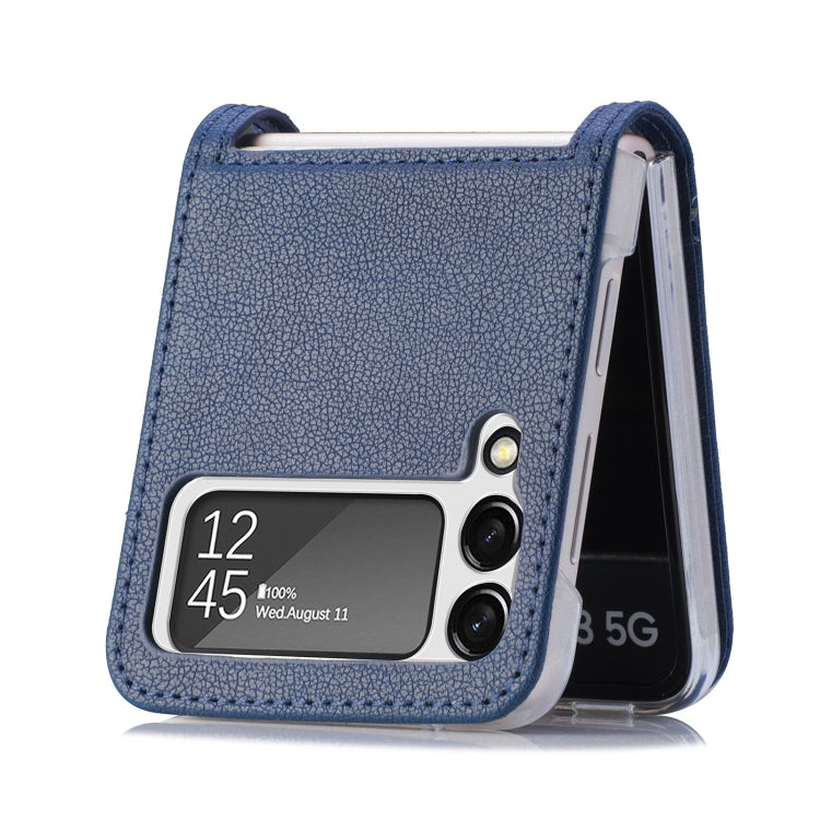 For Samsung Galaxy Z Flip 4 5G Folding Litchi Texture Card Wallet Phone Case(Blue) - Galaxy Phone Cases by PMC TechLife | Online Shopping South Africa | PMC TechLife | Buy Now Pay Later Mobicred