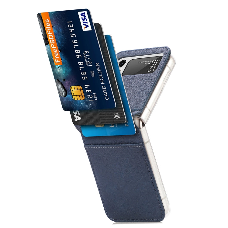 For Samsung Galaxy Z Flip 4 5G Folding Litchi Texture Card Wallet Phone Case(Blue) - Galaxy Phone Cases by PMC TechLife | Online Shopping South Africa | PMC TechLife | Buy Now Pay Later Mobicred