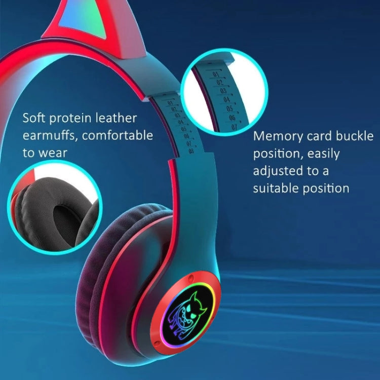 STN25 Devil Ear RGB Light Wireless Music Headset For Children with Mic(Blue) - Headset & Headphone by PMC Jewellery | Online Shopping South Africa | PMC Jewellery