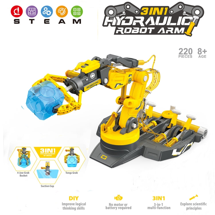 MoFun 102 Hydraulic Robot Arm 3 in 1 Science and Education Assembled Toys(Yellow) - DIY Developmental Toys by MoFun | Online Shopping South Africa | PMC Jewellery | Buy Now Pay Later Mobicred