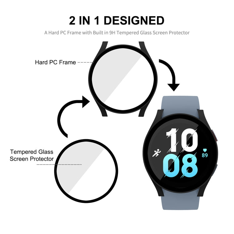 For Samsung Galaxy Watch5 40mm ENKAY Hat-Prince Full Coverage PC Frame + 9H Tempered Glass Case(Transparent) - Watch Cases by ENKAY | Online Shopping South Africa | PMC Jewellery | Buy Now Pay Later Mobicred