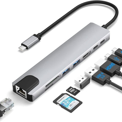 DS-20808 8 in 1 USB-C / Type-C Hub Multiport Adapter with 4K HDMI,USB 3.0 SD/TF Card Reader, USB C Dongle for MacBook Pro/Air and Other Type C Devices - USB HUB by PMC Jewellery | Online Shopping South Africa | PMC Jewellery