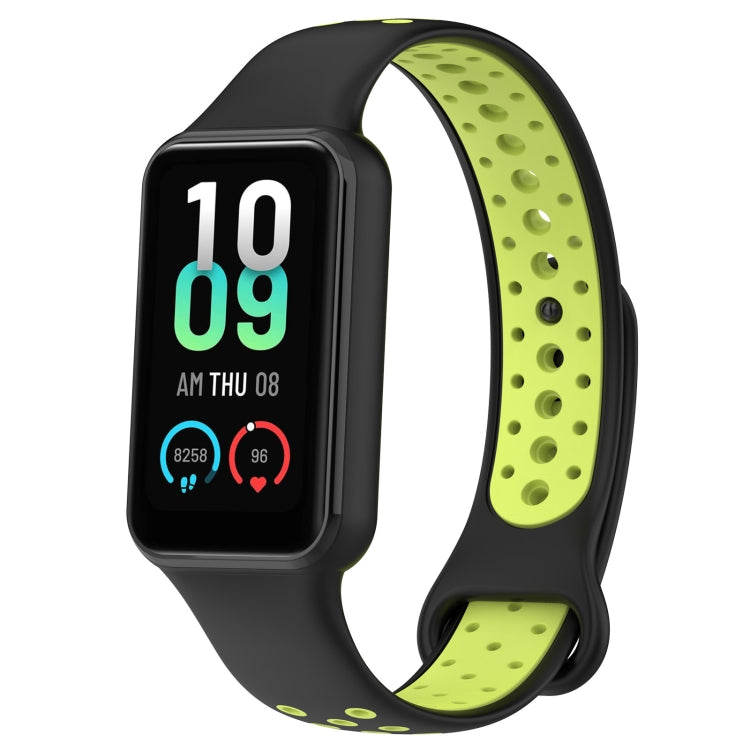 For Amazfit Band 7 Loop Two-Color Breathable Silicone Watch Band(Black+Lime) - free shipping - PMC TechLife - Order now!