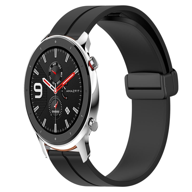 For Amazfit GTR 42mm 20mm Solid Color Magnetic Clasp Silicone Watch Band(Black) - free shipping - PMC TechLife - Order now!