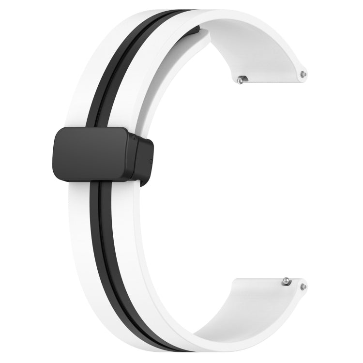 For Honor Magic Watch 2 46mm 22mm Folding Magnetic Clasp Silicone Watch Band(White+Black) - free shipping - PMC TechLife - Order now!