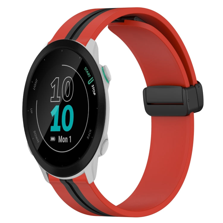 Compatible with Garmin Compatible witherunner 55 20mm Folding Magnetic Clasp Silicone Watch Band(Red+Black) - free shipping - PMC TechLife - Order now!