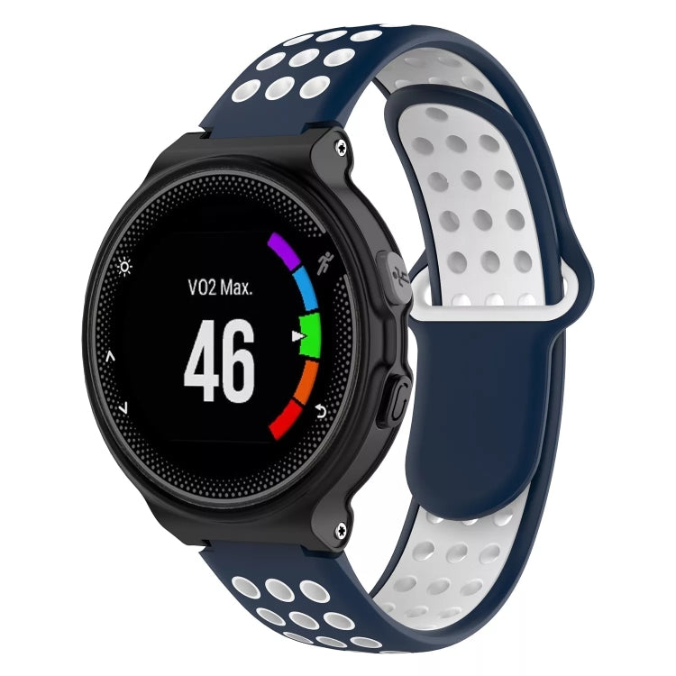 For Garmin Forerunner 230 Two-Color Punched Breathable Silicone Watch Band(Midnight Blue + White) - free shipping - PMC TechLife - Order now!