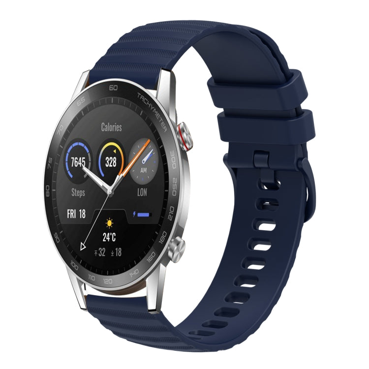 For Honor Magic Watch 2 46mm 22mm Wavy Dot Pattern Solid Color Silicone Watch Band(Navy Blue) - free shipping - PMC TechLife - Order now!