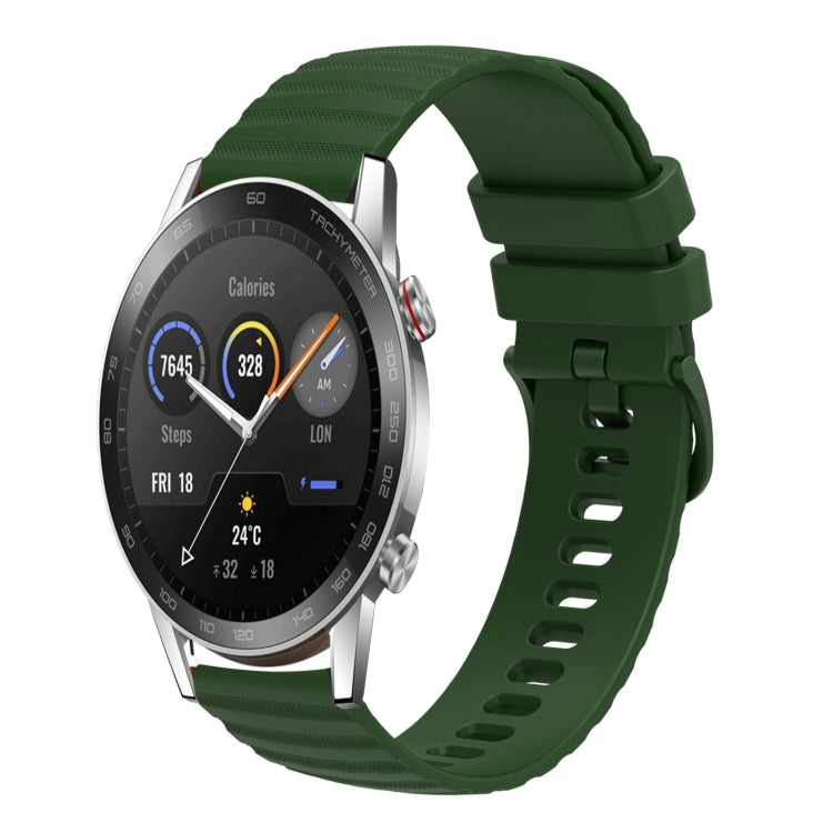 For Honor Magic Watch 2 46mm 22mm Wavy Dot Pattern Solid Color Silicone Watch Band(Army Green) - free shipping - PMC TechLife - Order now!