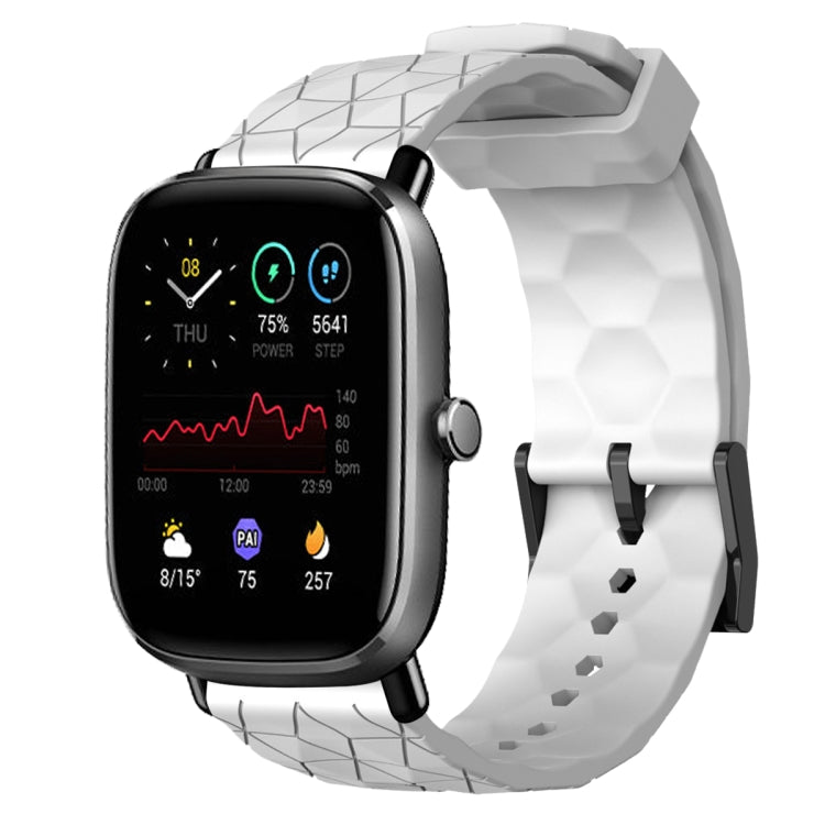 For Amazfit GTS 2 Mini 20mm Football Pattern Solid Color Silicone Watch Band(White) - free shipping - PMC TechLife - Order now!