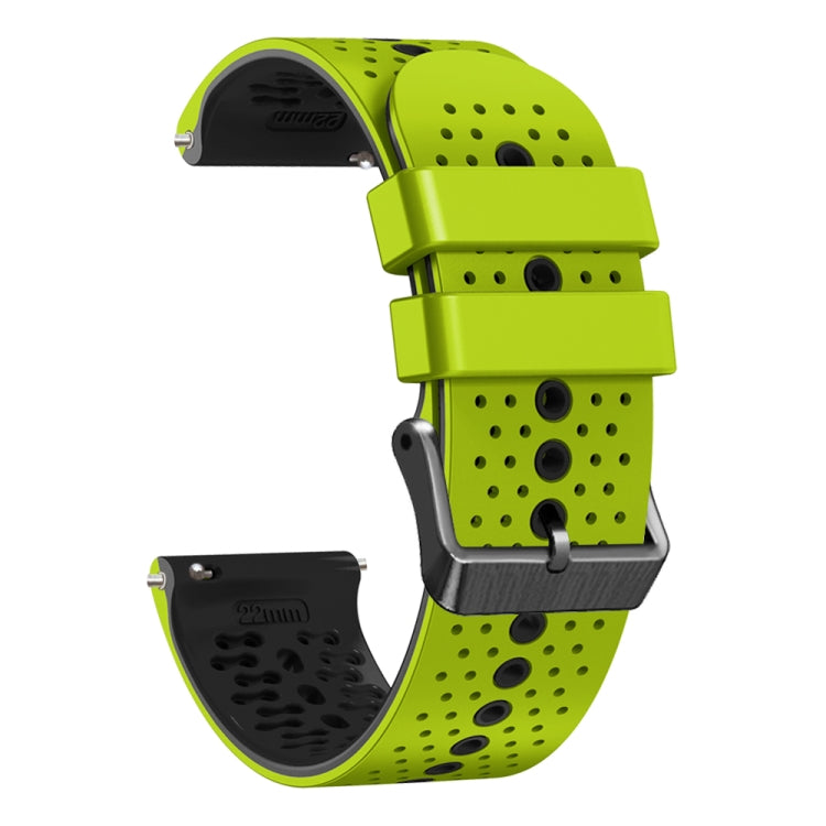 For Amazfit 3 22mm Perforated Two-Color Silicone Watch Band(Lime+Black) - free shipping - PMC TechLife - Order now!