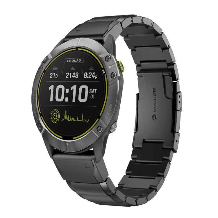 Compatible with Garmin Enduro 26mm Tortoise Shell Stainless Steel Watch Band(Black) - free shipping - PMC TechLife - Order now!