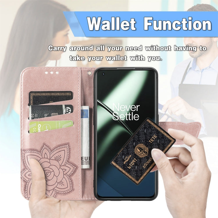 For OnePlus 11 Butterfly Love Flower Embossed Flip Leather Phone Case(Blue) - free shipping - PMC TechLife - Order now!