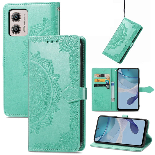 For Motorola  Moto G53 5G Mandala Flower Embossed Horizontal Flip Leather Phone Case(Green) - Motorola Cases by PMC Jewellery | Online Shopping South Africa | PMC Jewellery