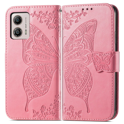 For Motorola Moto E13 Butterfly Love Flower Embossed Flip Leather Phone Case(Pink) - Motorola Cases by PMC Jewellery | Online Shopping South Africa | PMC Jewellery