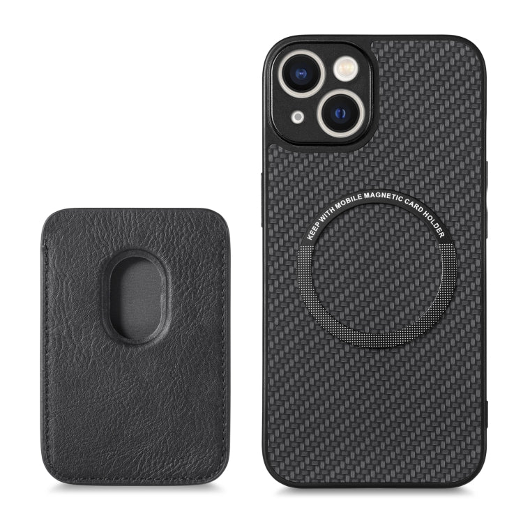 For iPhone 14 Plus Carbon Fiber Leather Card Magsafe Magnetic Phone Case(Black) - free shipping - PMC TechLife - Order now!