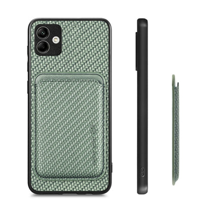 For Samsung Galaxy A04 4G Carbon Fiber Leather Card Magsafe Magnetic Phone Case(Green) - Galaxy Phone Cases by PMC Jewellery | Online Shopping South Africa | PMC Jewellery