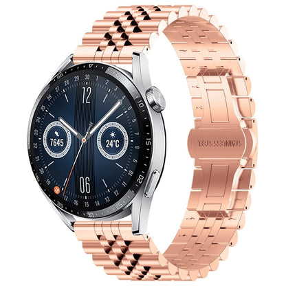 For Huawei Watch GT3 46mm Five Bull Half Round Stainless Steel Watch Band + Strap Removal Tool(Rose Gold) -  by PMC Jewellery | Online Shopping South Africa | PMC Jewellery