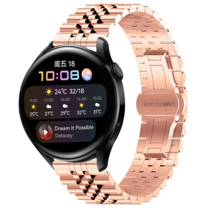 For Huawei Watch 3 / 3 Pro Five Bull Half Round Stainless Steel Watch Band + Strap Removal Tool(Rose Gold) - Smart Wear by PMC Jewellery | Online Shopping South Africa | PMC Jewellery