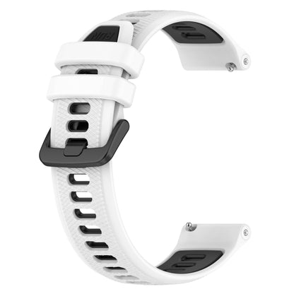 For Garmin Forerunner 265S 18mm Sports Two-Color Silicone Watch Band(White+Black) - Smart Wear by PMC Jewellery | Online Shopping South Africa | PMC Jewellery