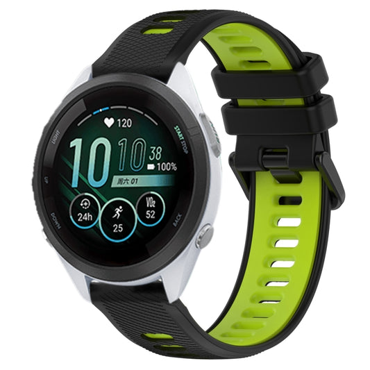 For Garmin Forerunner 265S 18mm Sports Two-Color Silicone Watch Band(Black+Green) -  by PMC Jewellery | Online Shopping South Africa | PMC Jewellery