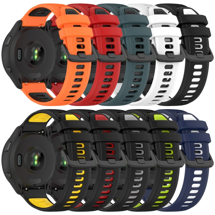For Garmin Forerunner 265S 18mm Sports Two-Color Silicone Watch Band(Black+White) - Smart Wear by PMC Jewellery | Online Shopping South Africa | PMC Jewellery
