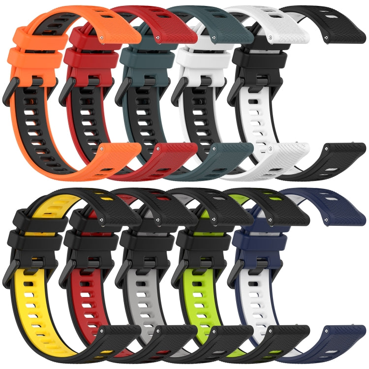 For Garmin Vivomove 3S 18mm Sports Two-Color Silicone Watch Band(Black+Yellow) - Smart Wear by PMC Jewellery | Online Shopping South Africa | PMC Jewellery