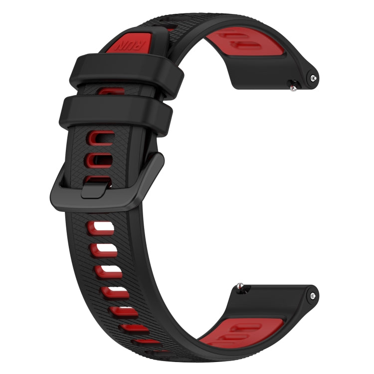 For Garmin Forerunner 265S Music 18mm Sports Two-Color Silicone Watch Band(Black+Red) - Smart Wear by PMC Jewellery | Online Shopping South Africa | PMC Jewellery