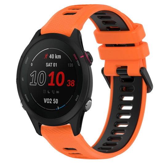 For Garmin Forerunner 255S Music 18mm Sports Two-Color Silicone Watch Band(Orange+Black) - Smart Wear by PMC Jewellery | Online Shopping South Africa | PMC Jewellery