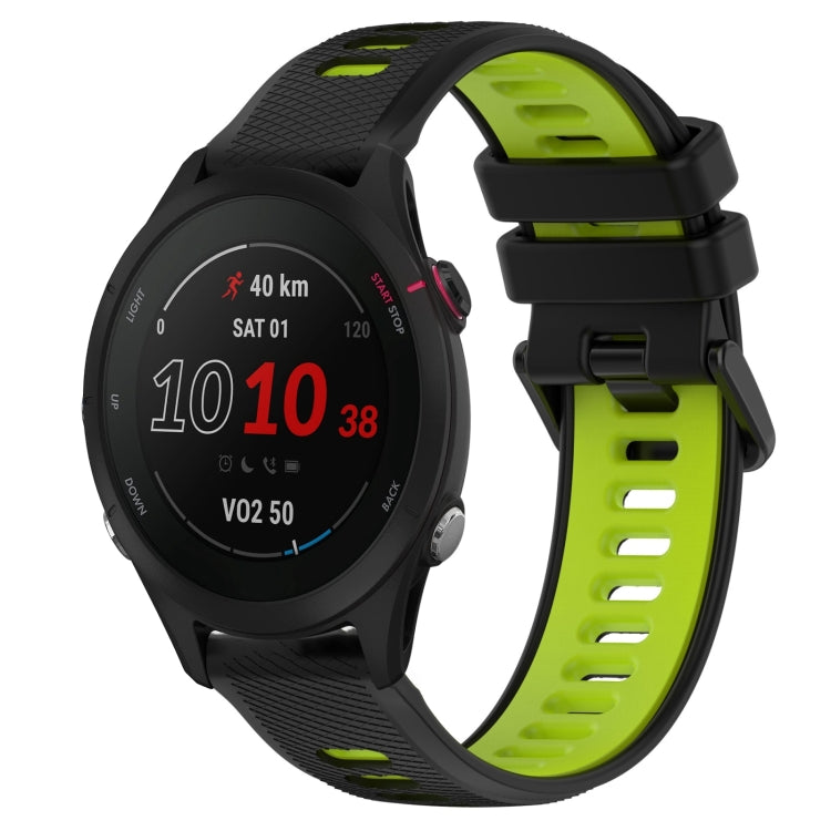 For Garmin Forerunner 255S Music 18mm Sports Two-Color Silicone Watch Band(Black+Green) - Smart Wear by PMC Jewellery | Online Shopping South Africa | PMC Jewellery