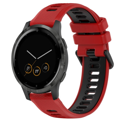 For Garmin Vivoactive 4S 18mm Sports Two-Color Silicone Watch Band(Red+Black) - Smart Wear by PMC Jewellery | Online Shopping South Africa | PMC Jewellery