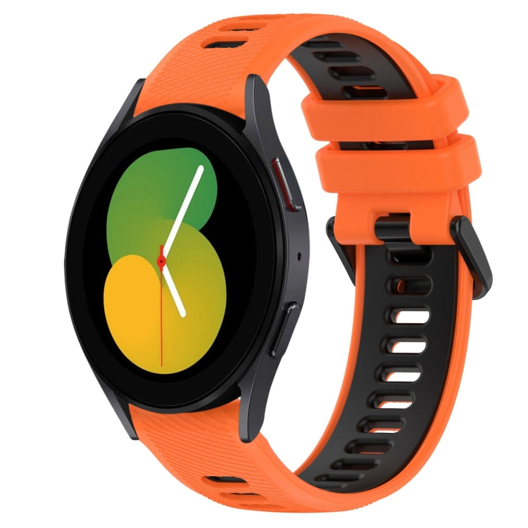 For Samsung Galaxy Watch5 44mm 20mm Sports Two-Color Silicone Watch Band(Orange+Black) - Smart Wear by PMC Jewellery | Online Shopping South Africa | PMC Jewellery