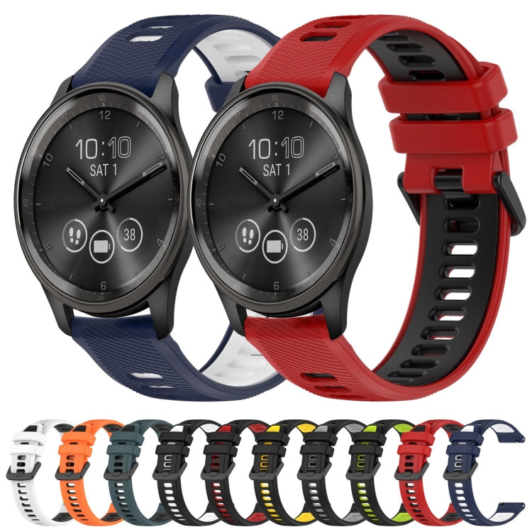 For Garmin Venu SQ 20mm Sports Two-Color Silicone Watch Band(Black+Grey) - Smart Wear by PMC Jewellery | Online Shopping South Africa | PMC Jewellery