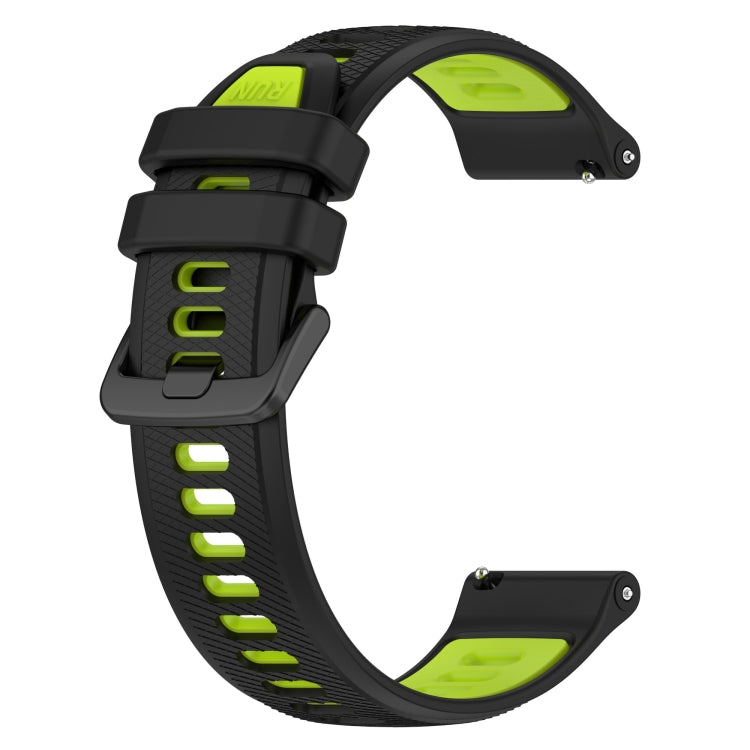 For Garmin Forerunner 645 Music 20mm Sports Two-Color Silicone Watch Band(Black+Green) - Smart Wear by PMC Jewellery | Online Shopping South Africa | PMC Jewellery