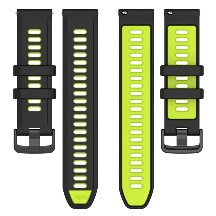 For Amazfit Pop 20mm Sports Two-Color Silicone Watch Band(Black+Yellow) - Smart Wear by PMC Jewellery | Online Shopping South Africa | PMC Jewellery