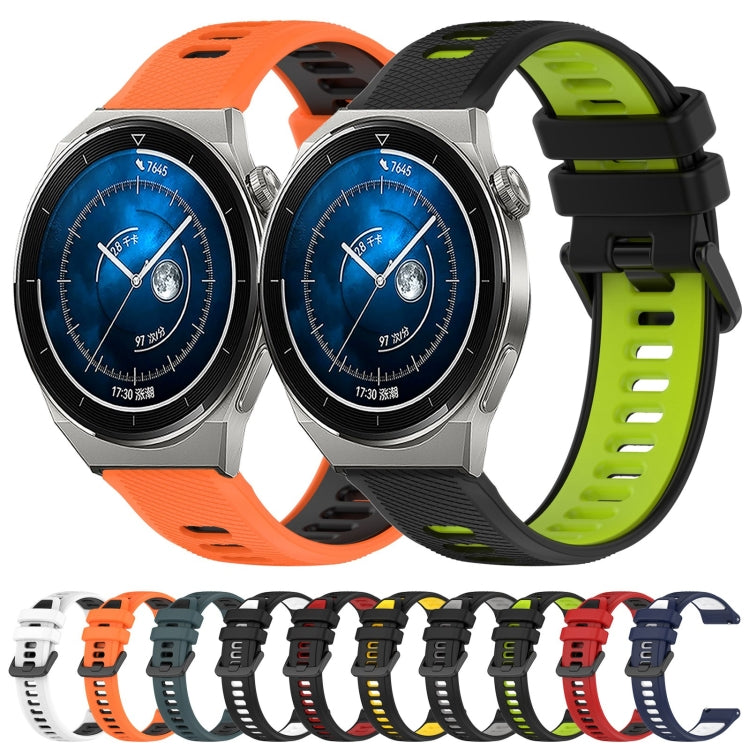 For Huawei Watch GT3 42mm 20mm Sports Two-Color Silicone Watch Band(Black+Green) - Smart Wear by PMC Jewellery | Online Shopping South Africa | PMC Jewellery