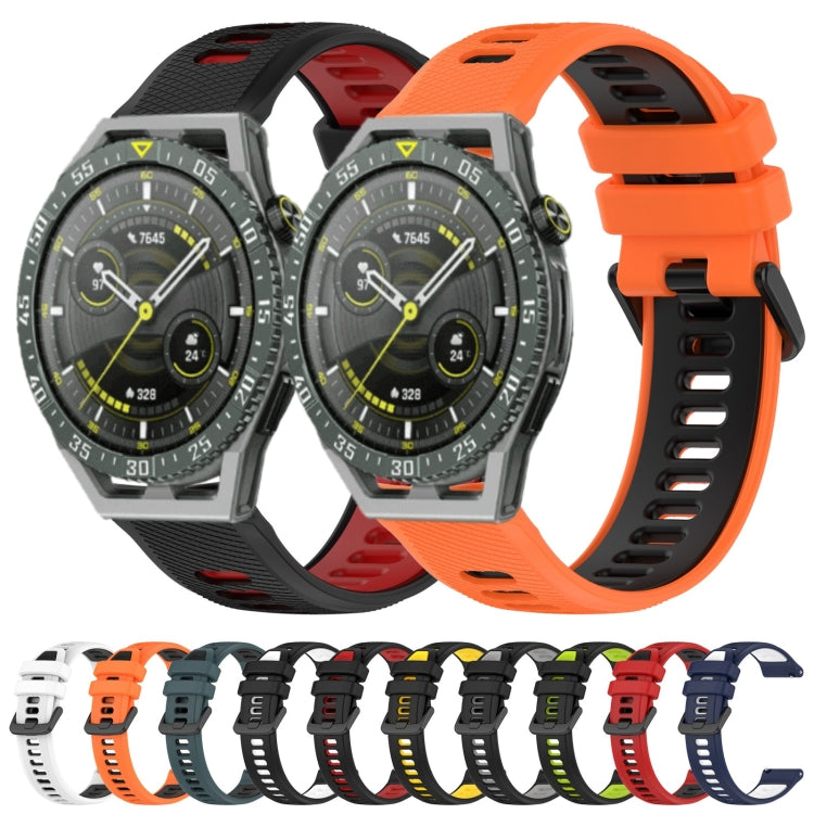 For Huawei Watch Buds 22mm Sports Two-Color Silicone Watch Band(Black+Yellow) - Smart Wear by PMC Jewellery | Online Shopping South Africa | PMC Jewellery