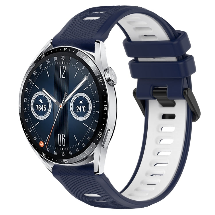 For Huawei Watch GT3 46mm 22mm Sports Two-Color Silicone Watch Band(Midnight Blue+White) - Smart Wear by PMC Jewellery | Online Shopping South Africa | PMC Jewellery