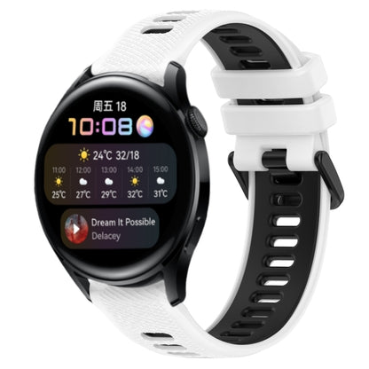 For Huawei Watch 3 22mm Sports Two-Color Silicone Watch Band(White+Black) - Smart Wear by PMC Jewellery | Online Shopping South Africa | PMC Jewellery