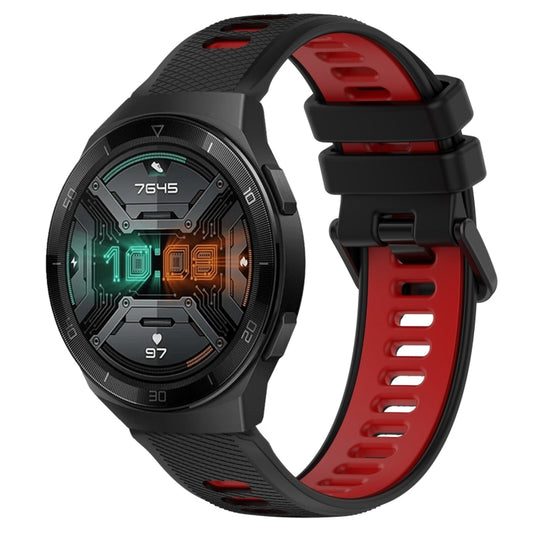 For Huawei Watch GT 2E 22mm Sports Two-Color Silicone Watch Band(Black+Red) - Smart Wear by PMC Jewellery | Online Shopping South Africa | PMC Jewellery