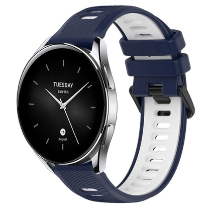 For Xiaomi Watch S2 46mm 22mm Sports Two-Color Silicone Watch Band(Midnight Blue+White) - Smart Wear by PMC Jewellery | Online Shopping South Africa | PMC Jewellery