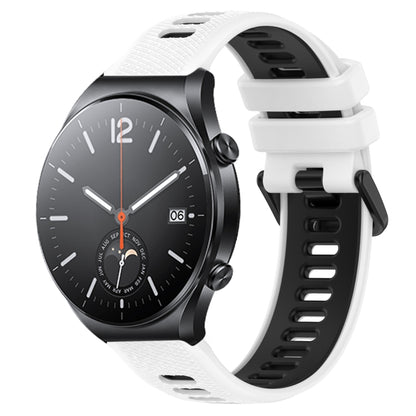 For Xiaomi MI Watch S1 22mm Sports Two-Color Silicone Watch Band(White+Black) - Smart Wear by PMC Jewellery | Online Shopping South Africa | PMC Jewellery
