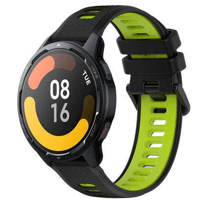 For Xiaomi Watch S1 Active 22mm Sports Two-Color Silicone Watch Band(Black+Green) - Smart Wear by PMC Jewellery | Online Shopping South Africa | PMC Jewellery