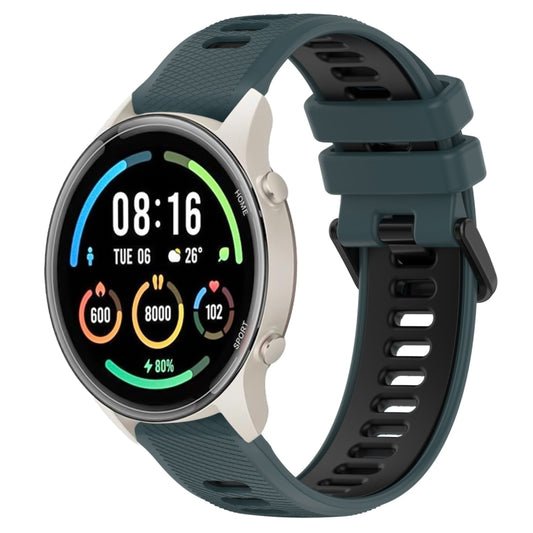 For Xiaomi MI Watch Sport 22mm Sports Two-Color Silicone Watch Band(Olive Green+Black) - Smart Wear by PMC Jewellery | Online Shopping South Africa | PMC Jewellery