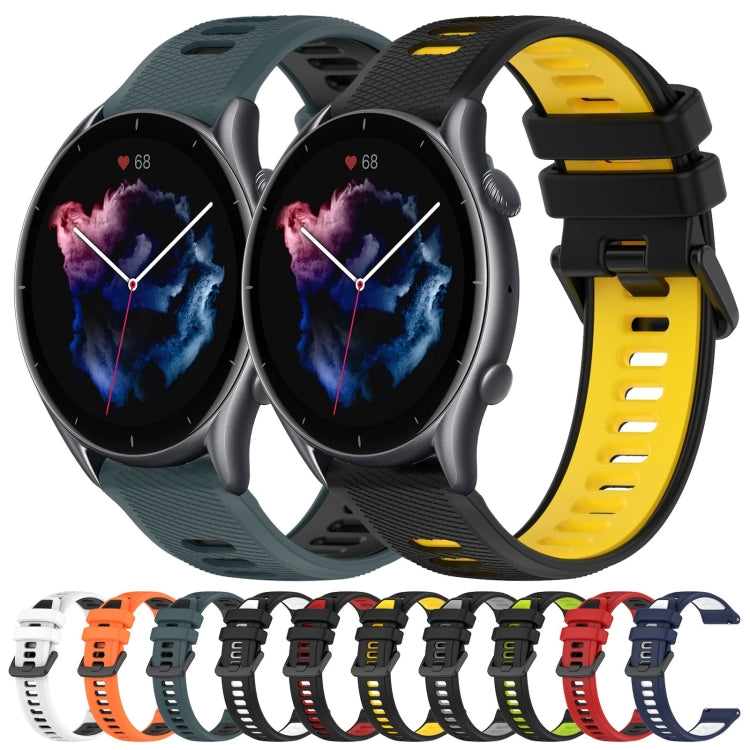 For Amazfit GTR 3 Pro 22MM Sports Two-Color Silicone Watch Band(Black+White) - Smart Wear by PMC Jewellery | Online Shopping South Africa | PMC Jewellery