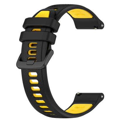 For Garmin Forerunner 265 22mm Sports Two-Color Silicone Watch Band(Black+Yellow) - Smart Wear by PMC Jewellery | Online Shopping South Africa | PMC Jewellery