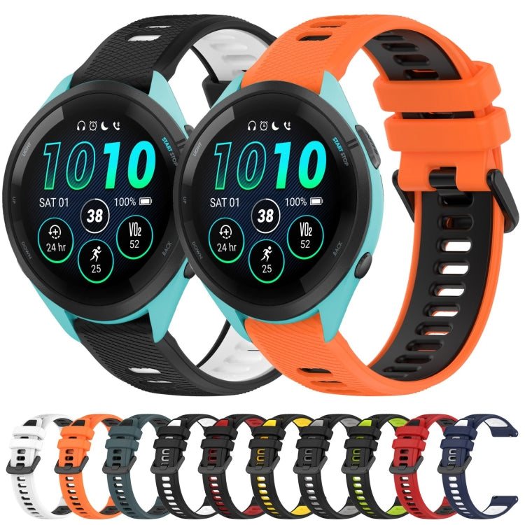 For Garmin Vivoactive 4 22mm Sports Two-Color Silicone Watch Band(Black+White) - Smart Wear by PMC Jewellery | Online Shopping South Africa | PMC Jewellery
